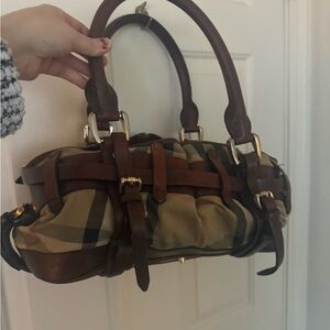 Burberry Brown and Tan Plaid Shoulder Bag